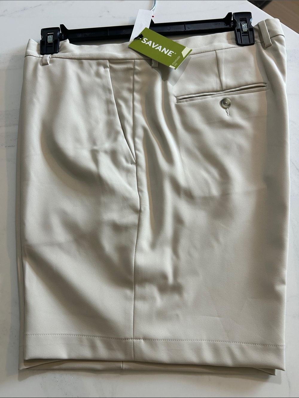 Savane Men’s Flat Front Shorts in Light Cream